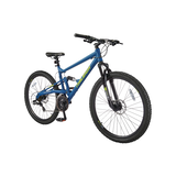 Raleigh Tracker Dual-Suspension Mountain Bike, 27.5-in Wheel, Blue Front_Angled_Right