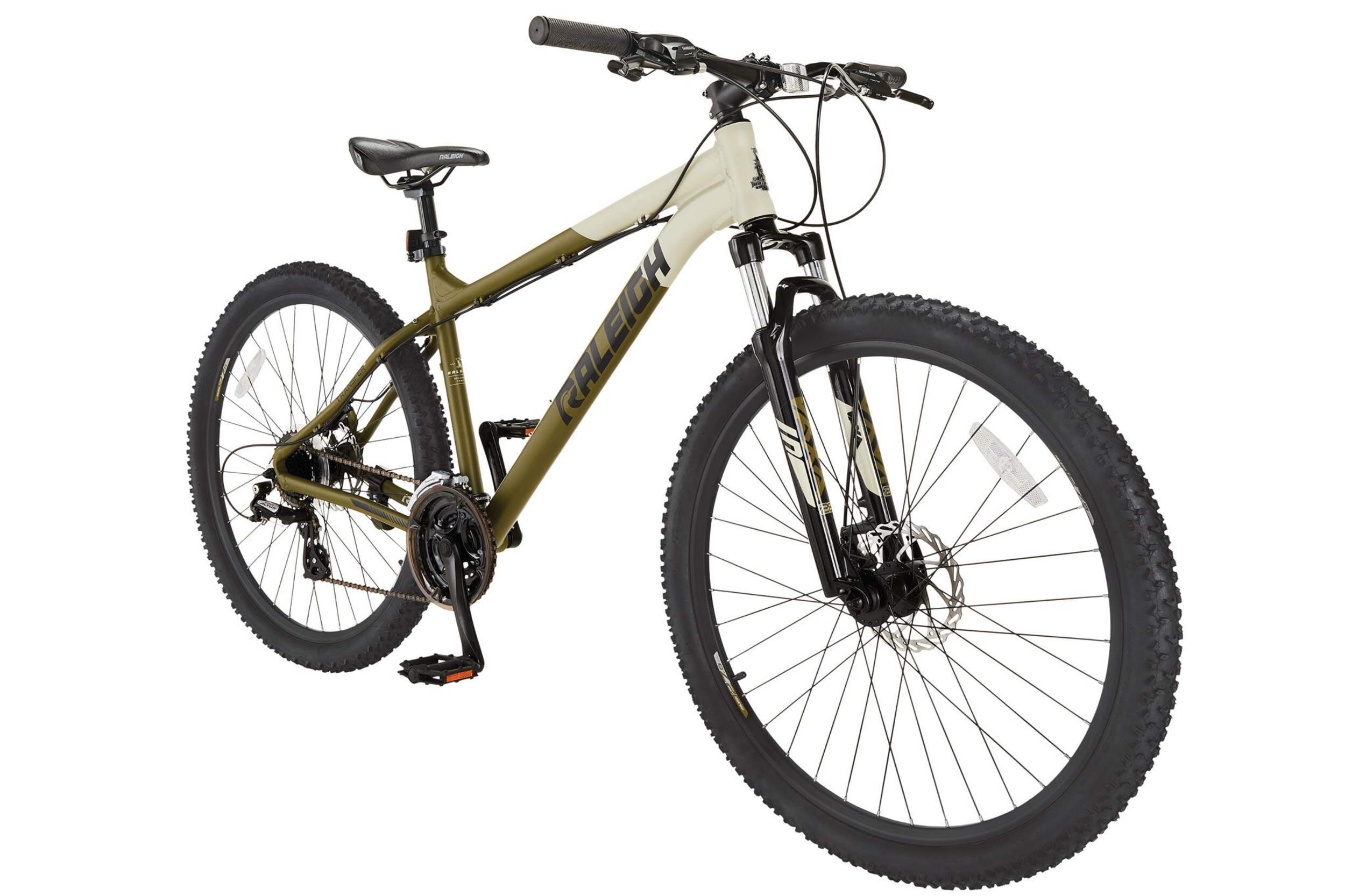 Raleigh Ridge Hardtail Mountain Bike, 27.5-in Wheel, Green/Sand Front_Angled_Right