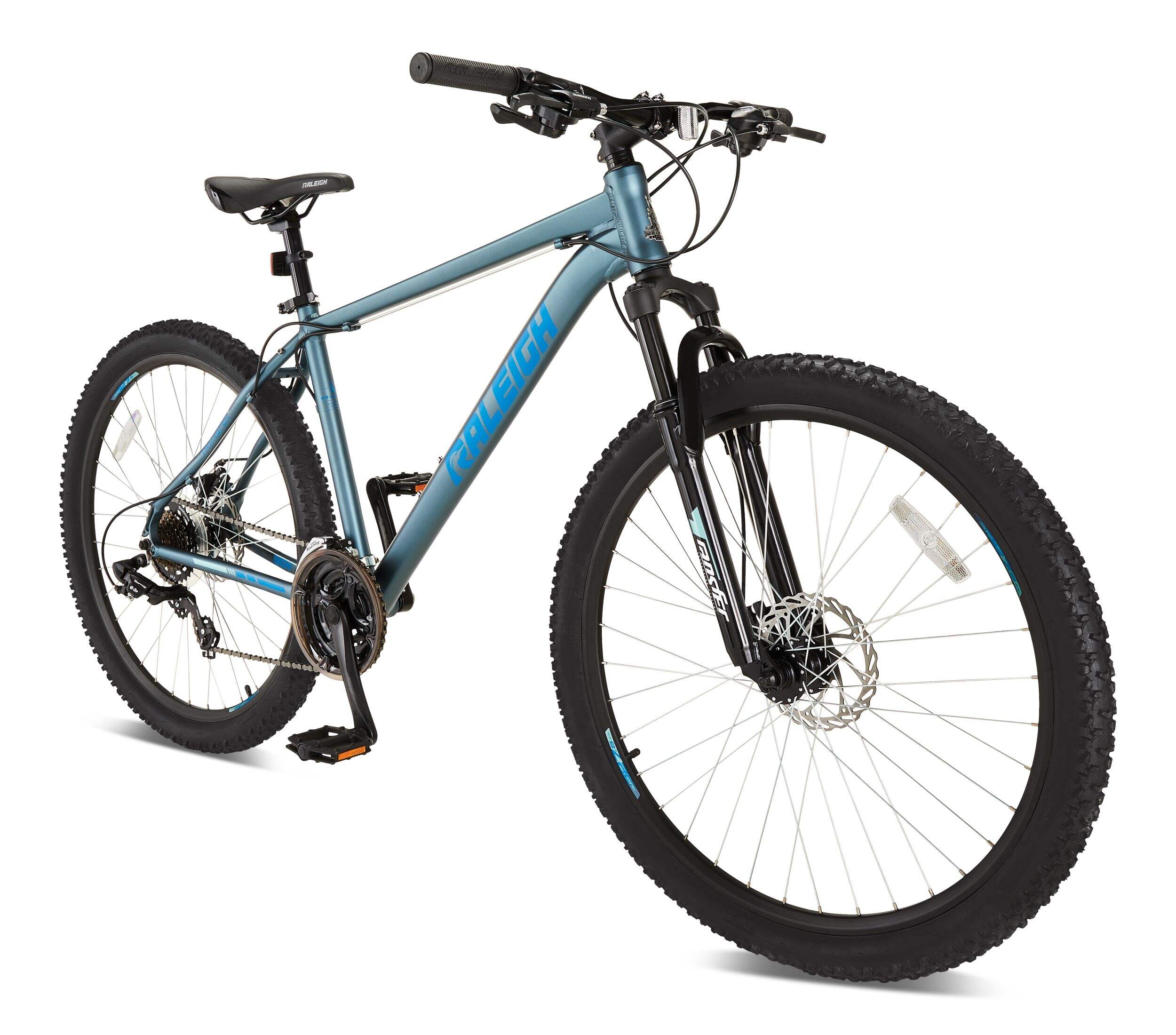 Raleigh Summit Hardtail Mountain Bike, 27.5-in Wheel, Blue Front_Three_Fourths_Angled_Right