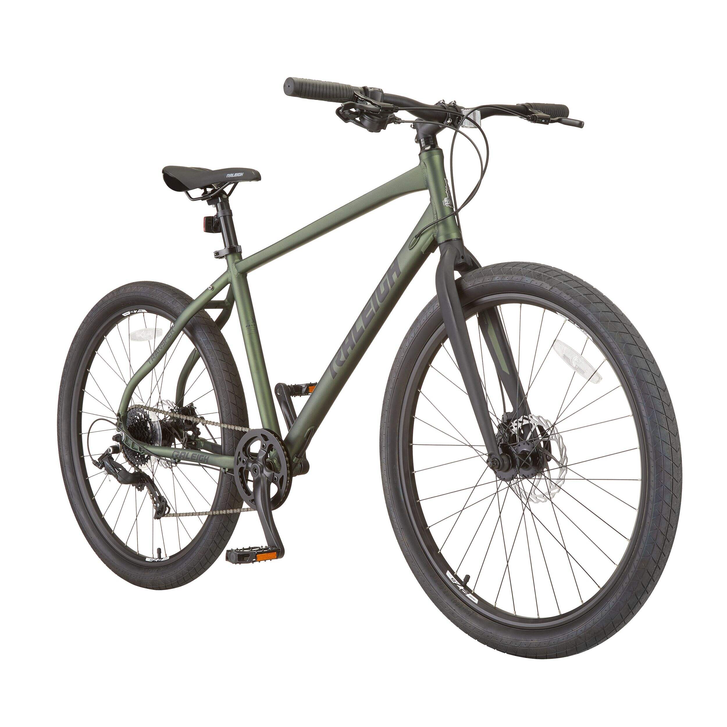 Raleigh Knox Hybrid Bike, 27.5-in Wheel, Green Front_Angled_Right