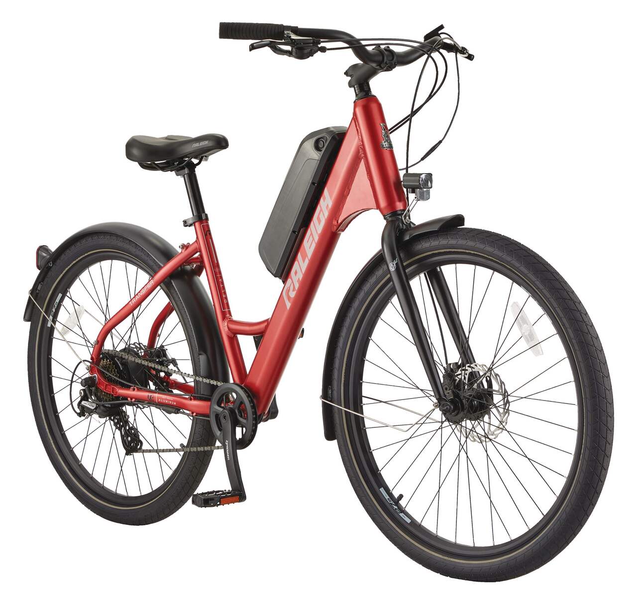 Raleigh Delta-E Adult Bike, 250 W Motor, Aluminum Frame, 27.5-in, Red