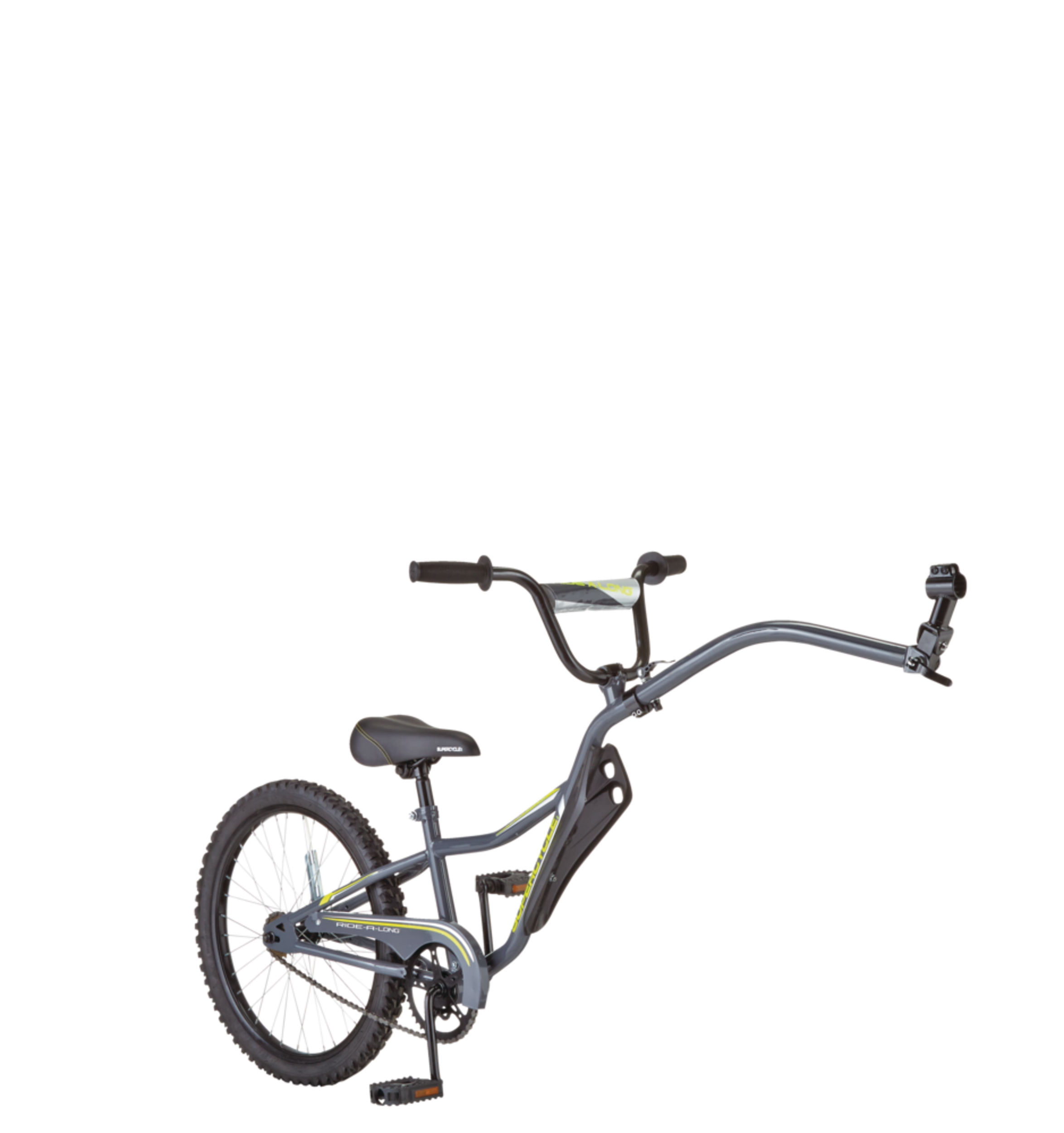 Supercycle Ride-A-Long Bike Trailer/ Co-Pilot Bike Trailer, 20-in Wheels, Kids, Grey Front_Three_Fourths_Angled_Right
