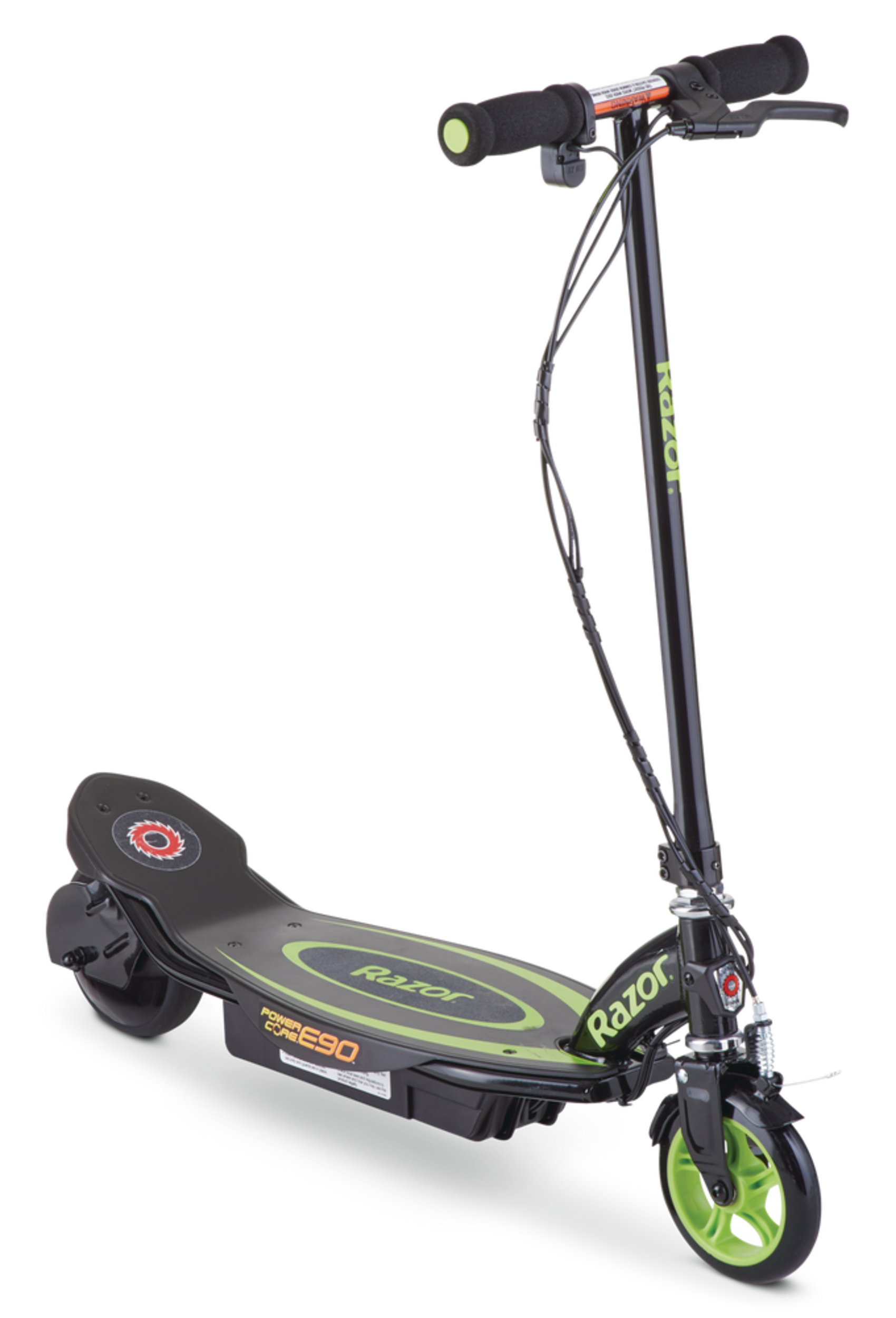Trottinette électrique Razor Power Core E90, 16 km/h, enfants, noir/vert Front_Three_Fourths_Angled_Right