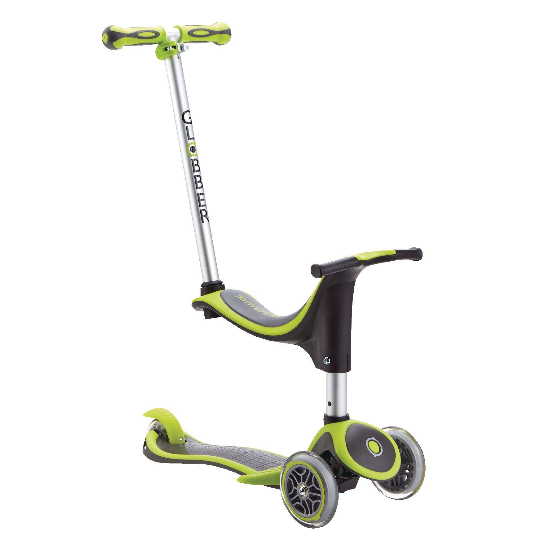 Globber Evo 4-in-1 Adjustable Convertible Kick Scooter, 3-Wheel