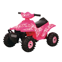 Rollplay 6V Electric Mini Ride-On Quad / ATV, 3.2km/h, Kids, Pink Camo, Ages 18 to 36 months Front_Three_Fourths_Angled_Left