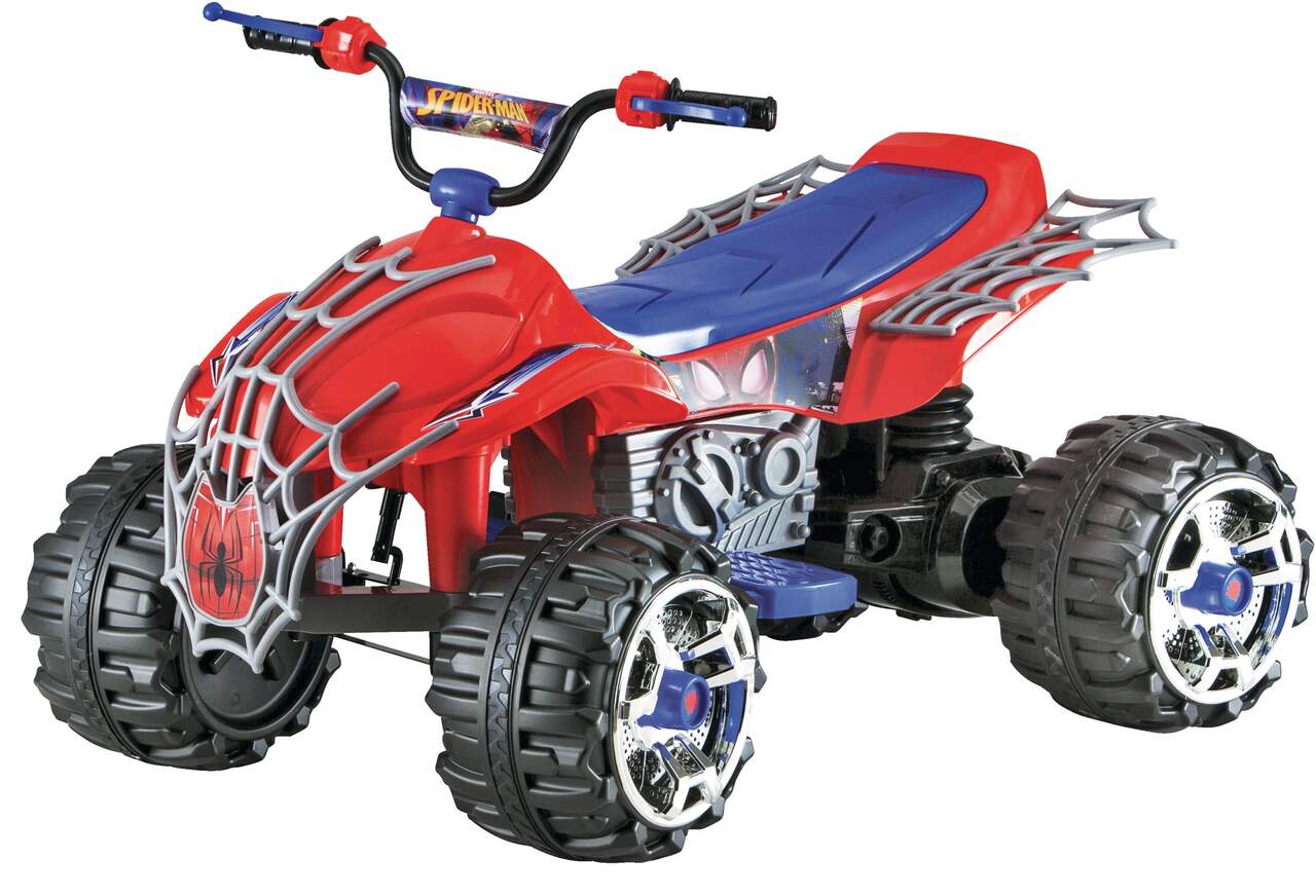 Mini-vélo/VTT électrique porteur Marvel Spider-Man KidTrax, 12 V, 8 km/h,  enfants, rouge/bleu, 3 à 7 ans