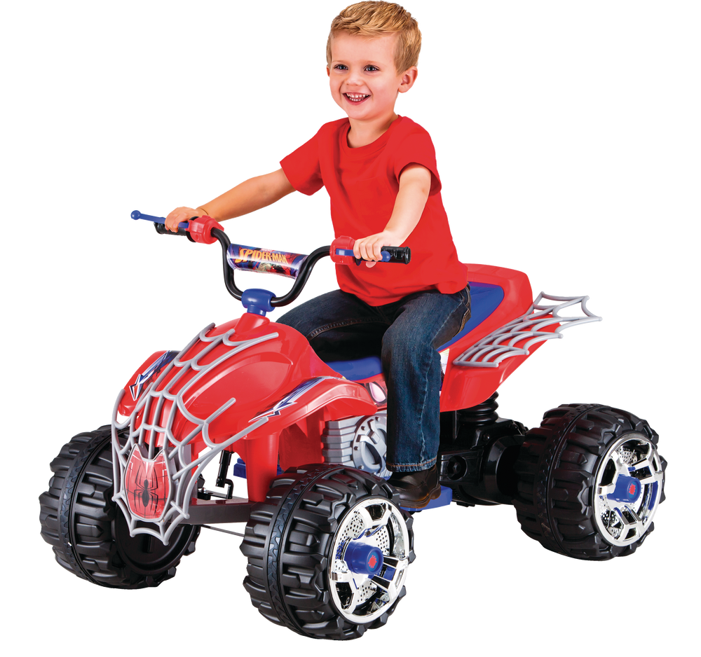 Marvel Spider-Man KidTrax 12V Electric Mini Ride-On Quad Bike/ ATV, 8km ...