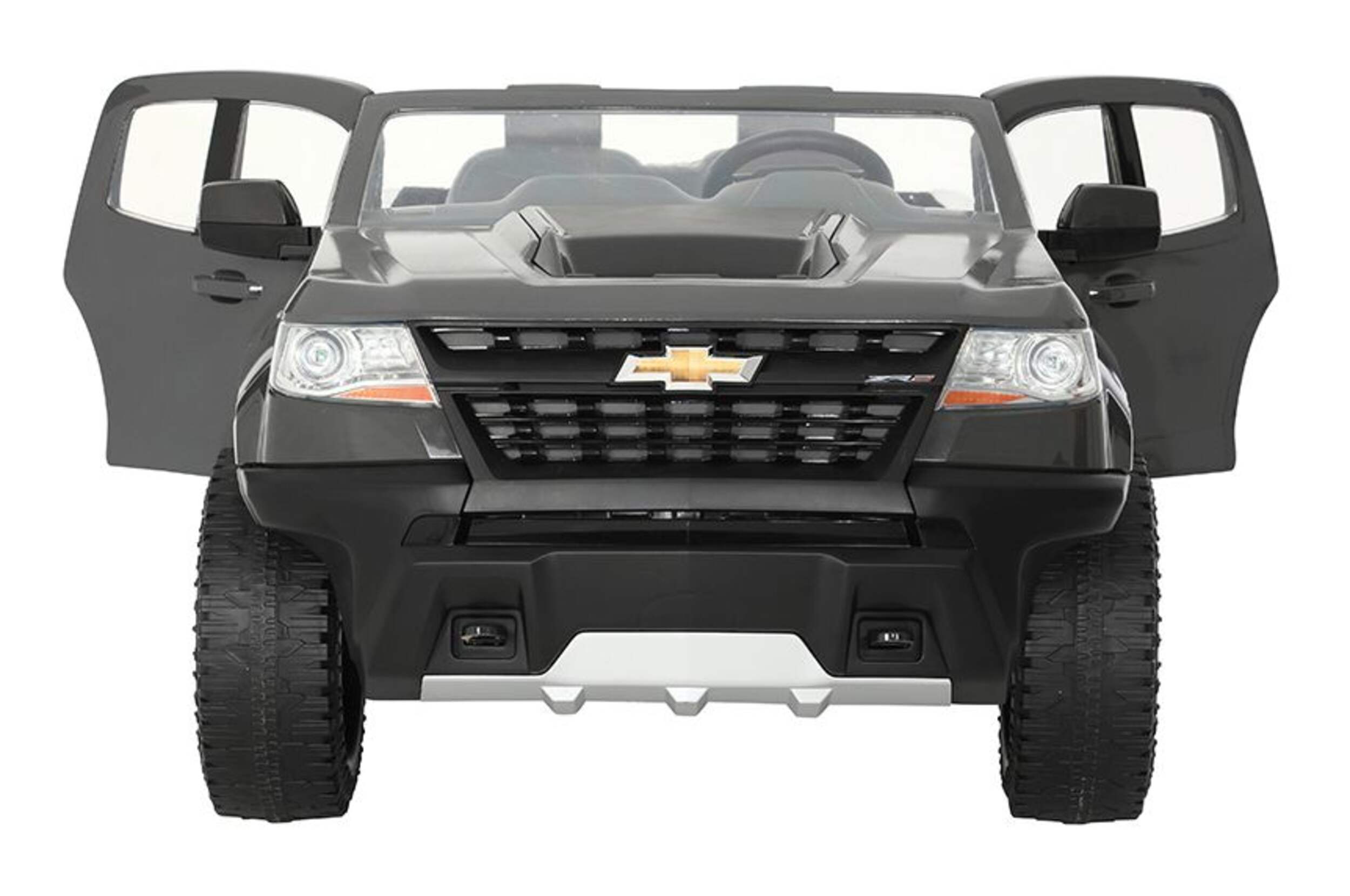 Rollplay Chevrolet Colorado 12V Electric Mini Ride-On Toy Car, 8km/h, Kids, Grey Front_Flat