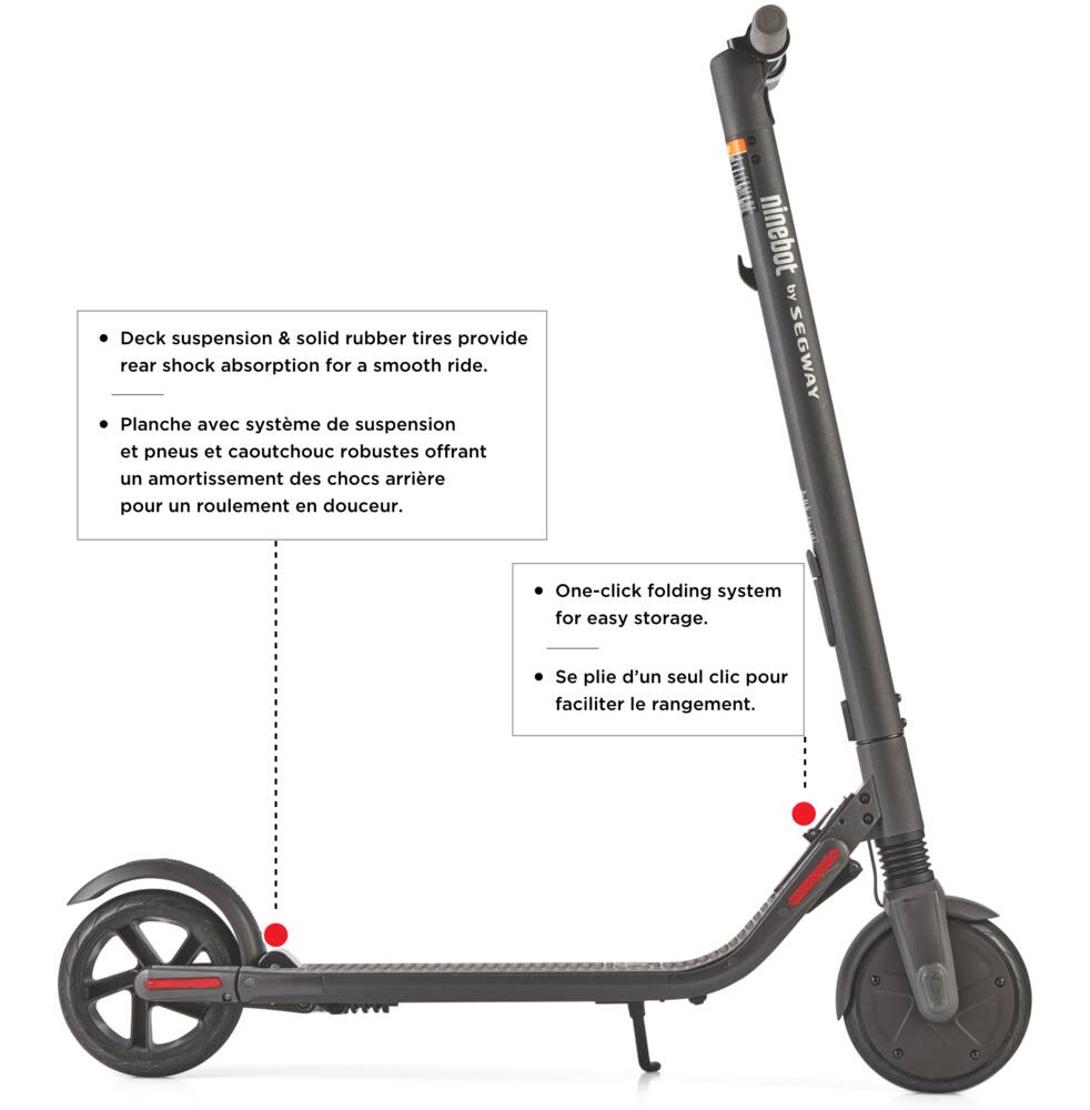 Segway Ninebot ES2 Collapsible/Foldable Electric Kick Scooter, 25km/h, Grey