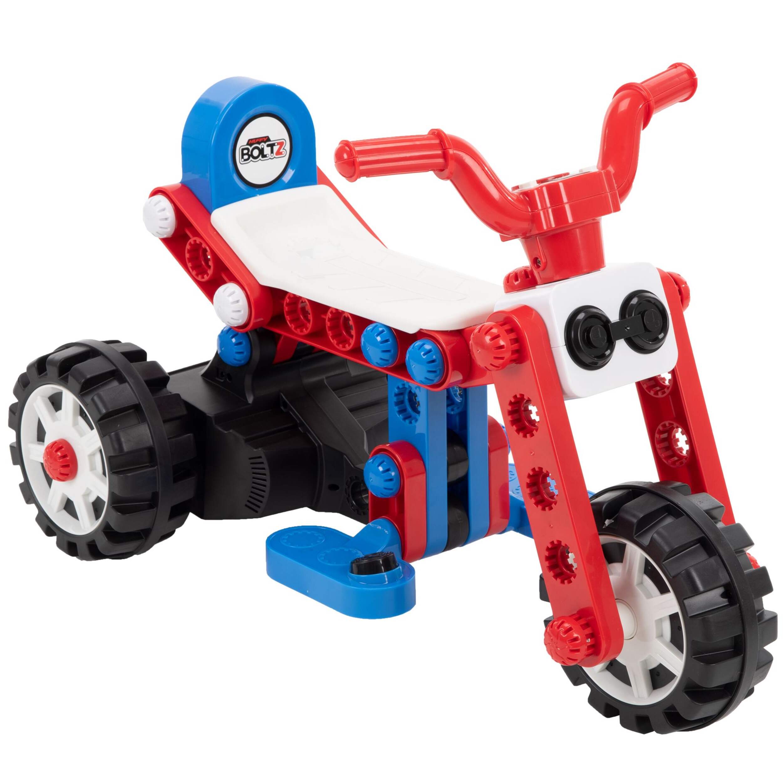 Huffy Boltz 6V Electric Mini Ride-On Quad Bike/ATV, Red/Blue, Ages 1.5-3 Years Front_Three_Fourths_Angled_Right