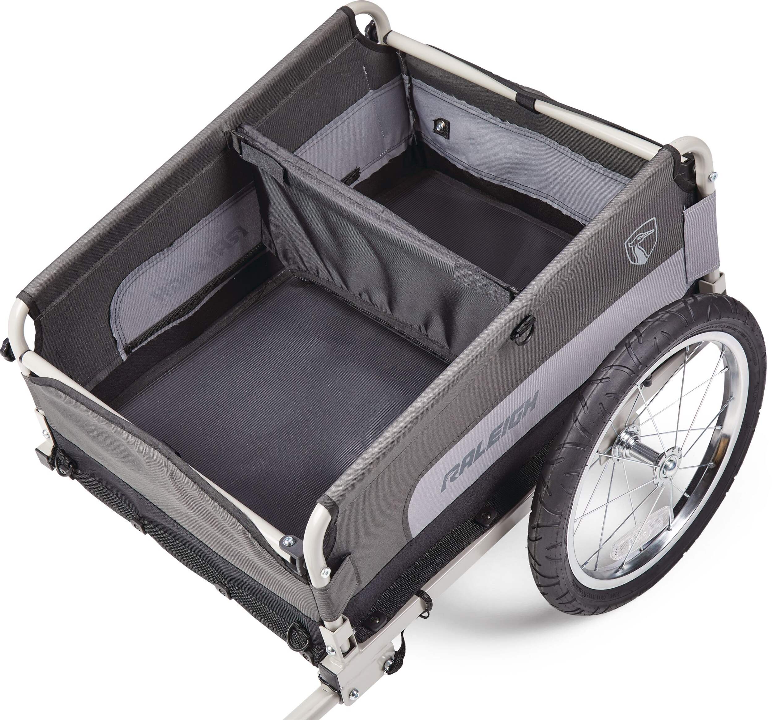 Raleigh Bundle Cargo Bike Trailer, Grey Front_Angled_Left