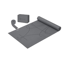 Gaiam Beginner Yoga Set, Charcoal Front_Three_Fourths_Angled_Left