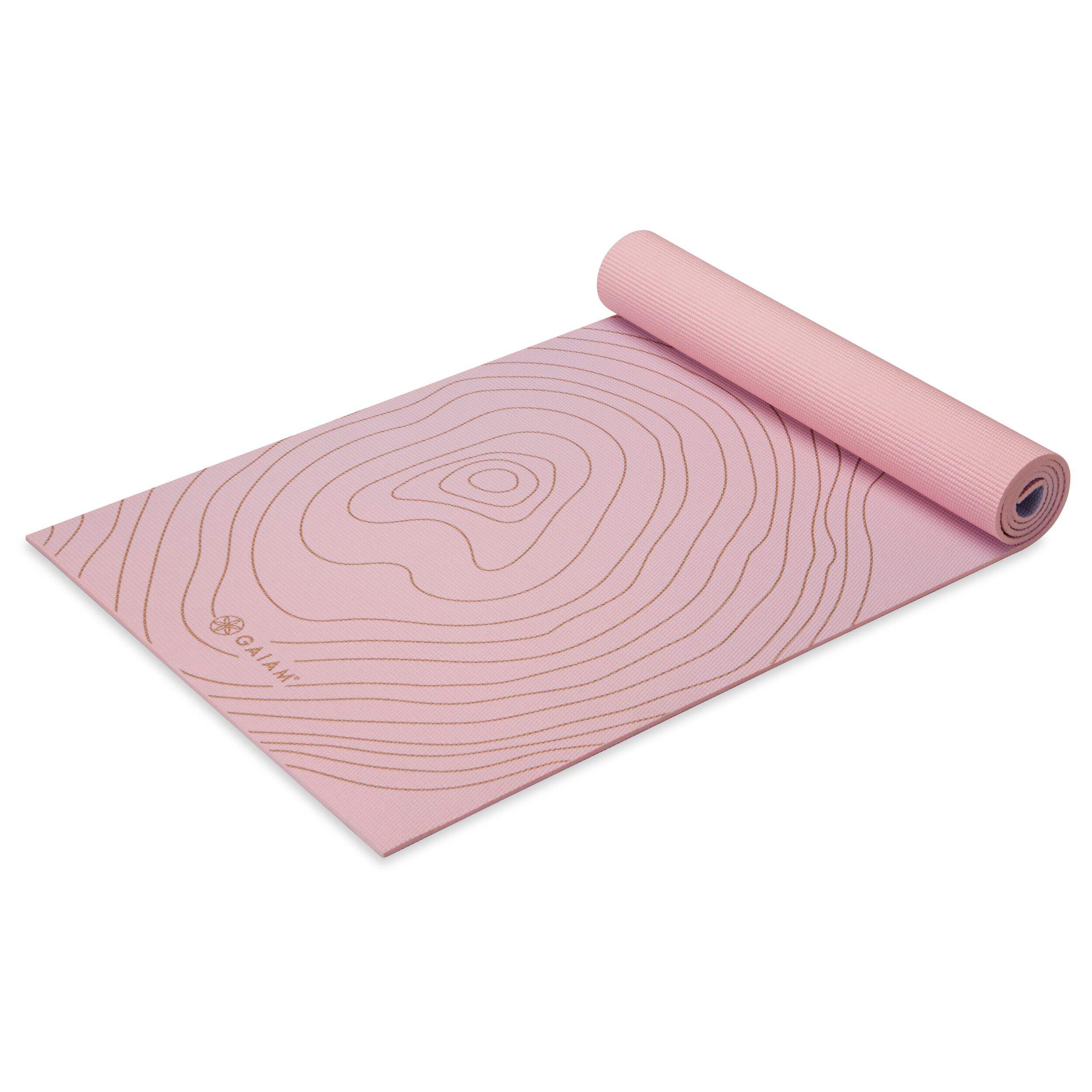 Gaiam Premium Yoga Mat, Topo Sherbet, 6-mm Front_Angled_Left