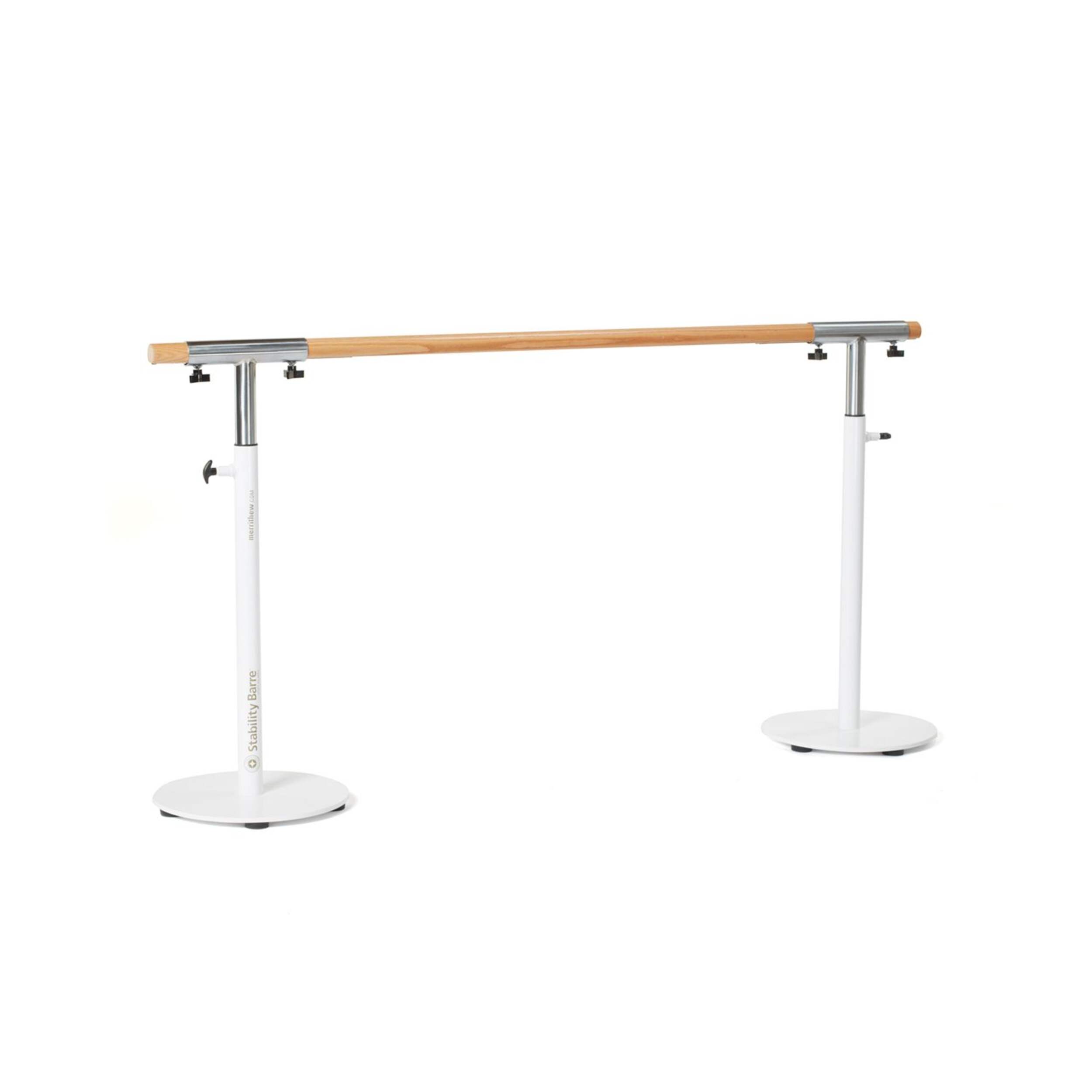 Merrithew Pilates Stability Barre™ for Ballet/Standing Exercises, White, 6-ft, 3 Boxes Front_Angled_Right