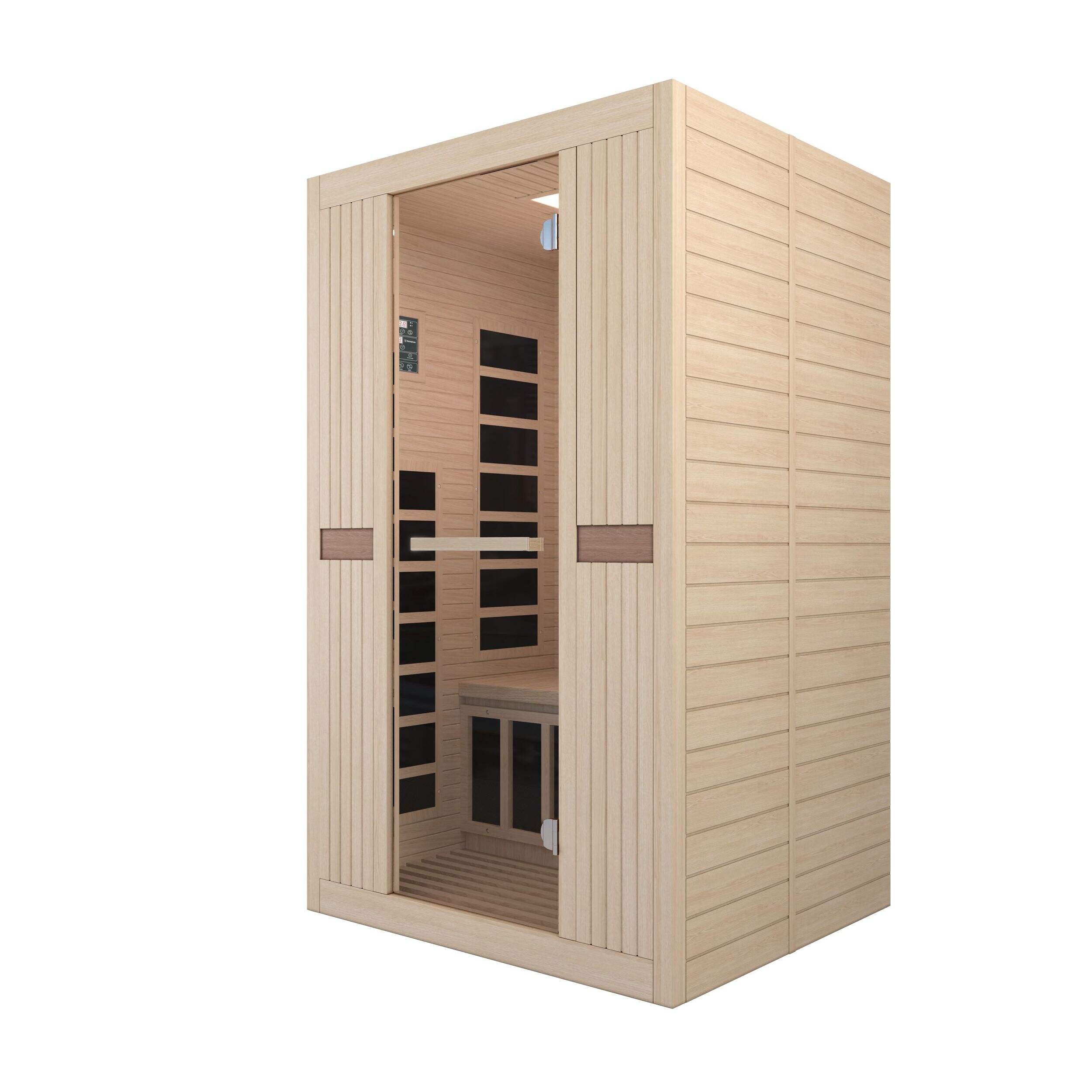 Westinghouse 1775 Hemlock Infrared Sauna with LED Light Therapy, 1 Person Front_Three_Fourths_Angled_Left