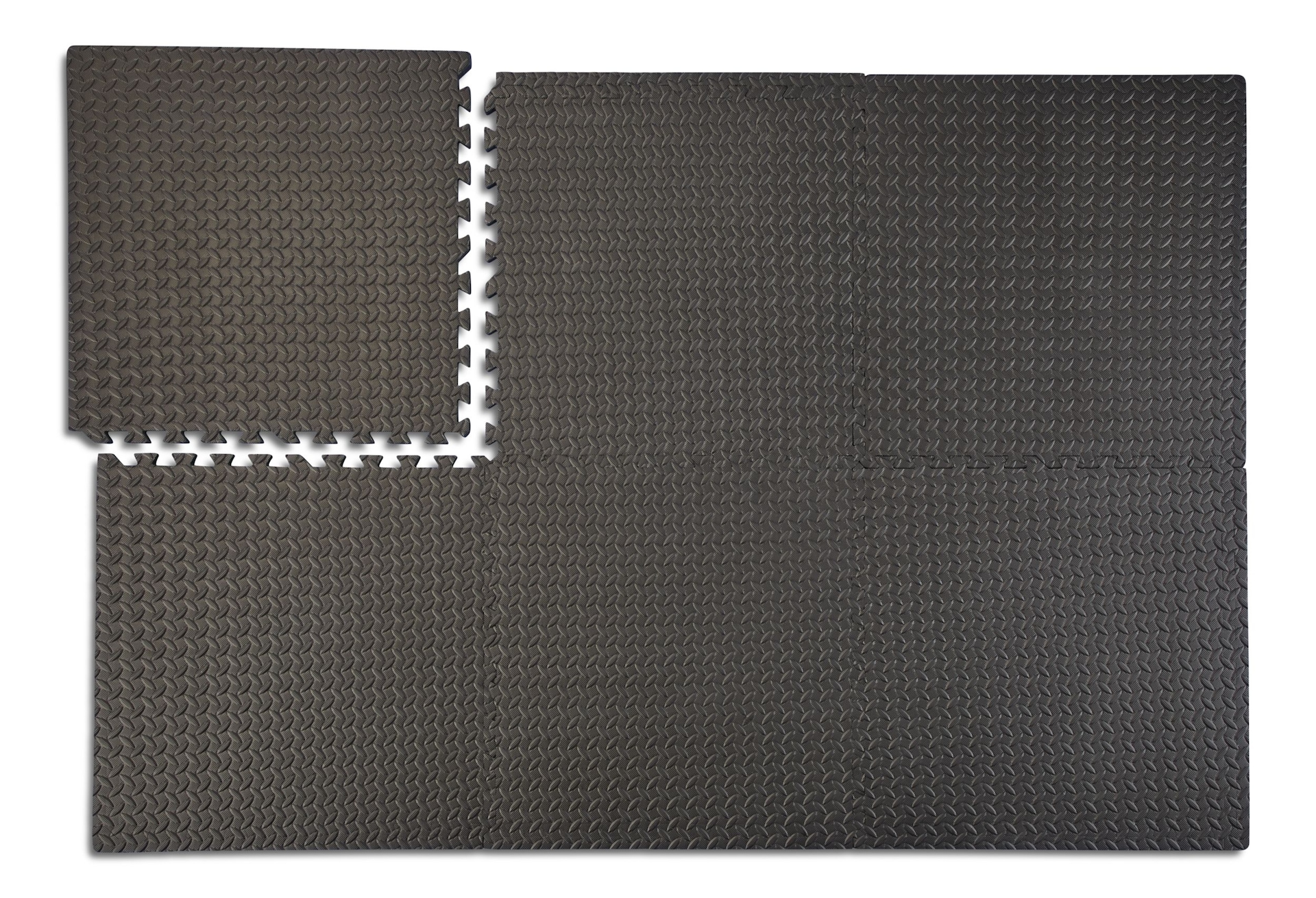 WA:KE Athletic 12 mm Interlocking Foam Gym Flooring Tiles, 4-Pack, Grey