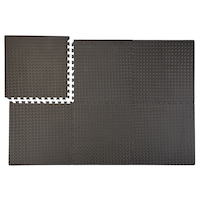 WA:KE Athletic 12 mm Interlocking Foam Gym Flooring Tiles, 4-Pack, Grey Overhead_Flat