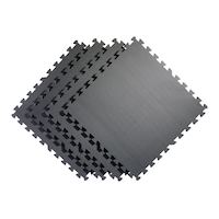 WA:KE Athletic 20 mm Thick Interlocking Gym Flooring Tiles, 6-Pack, Black Front_Flat