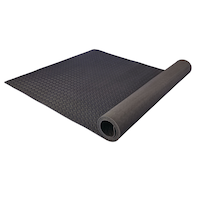 WA:KE Athletic Diamond Plate Equipment Gym Floor Mat, Black, 46 in x 93 in Front_Angled_Right