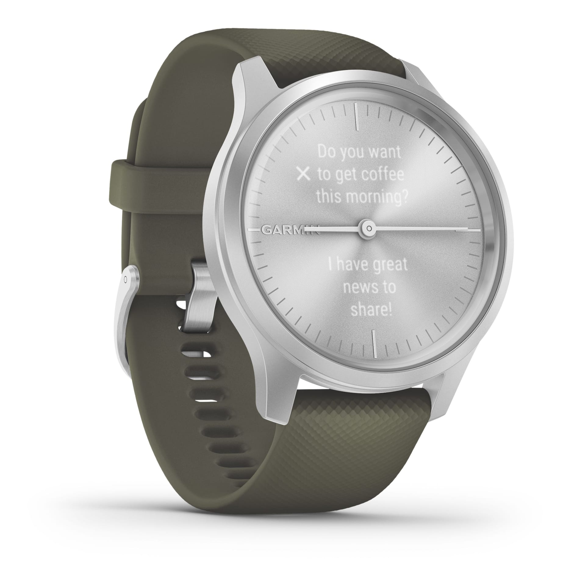 Garmin vívomove® Style Smartwatch, Silver/Moss Green