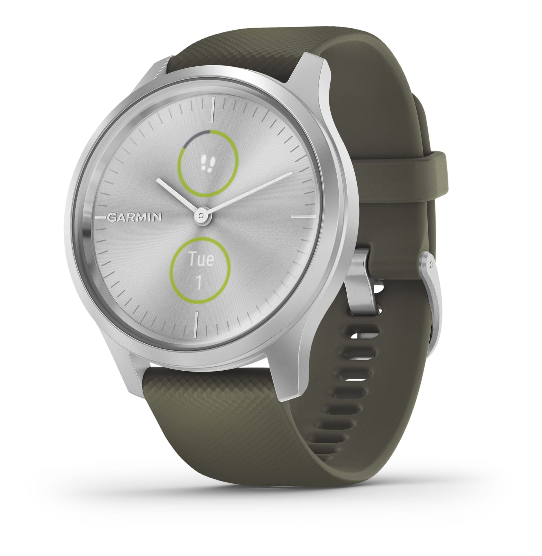 Garmin vívomove® Style Smartwatch, Silver/Moss Green