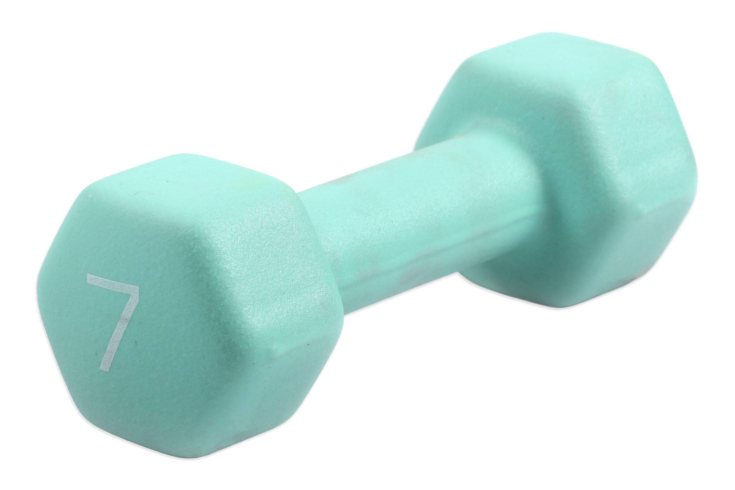 Cap Solid Neoprene Dumbbell, Single, 7-lb Front_Three_Fourths_Angled_Right
