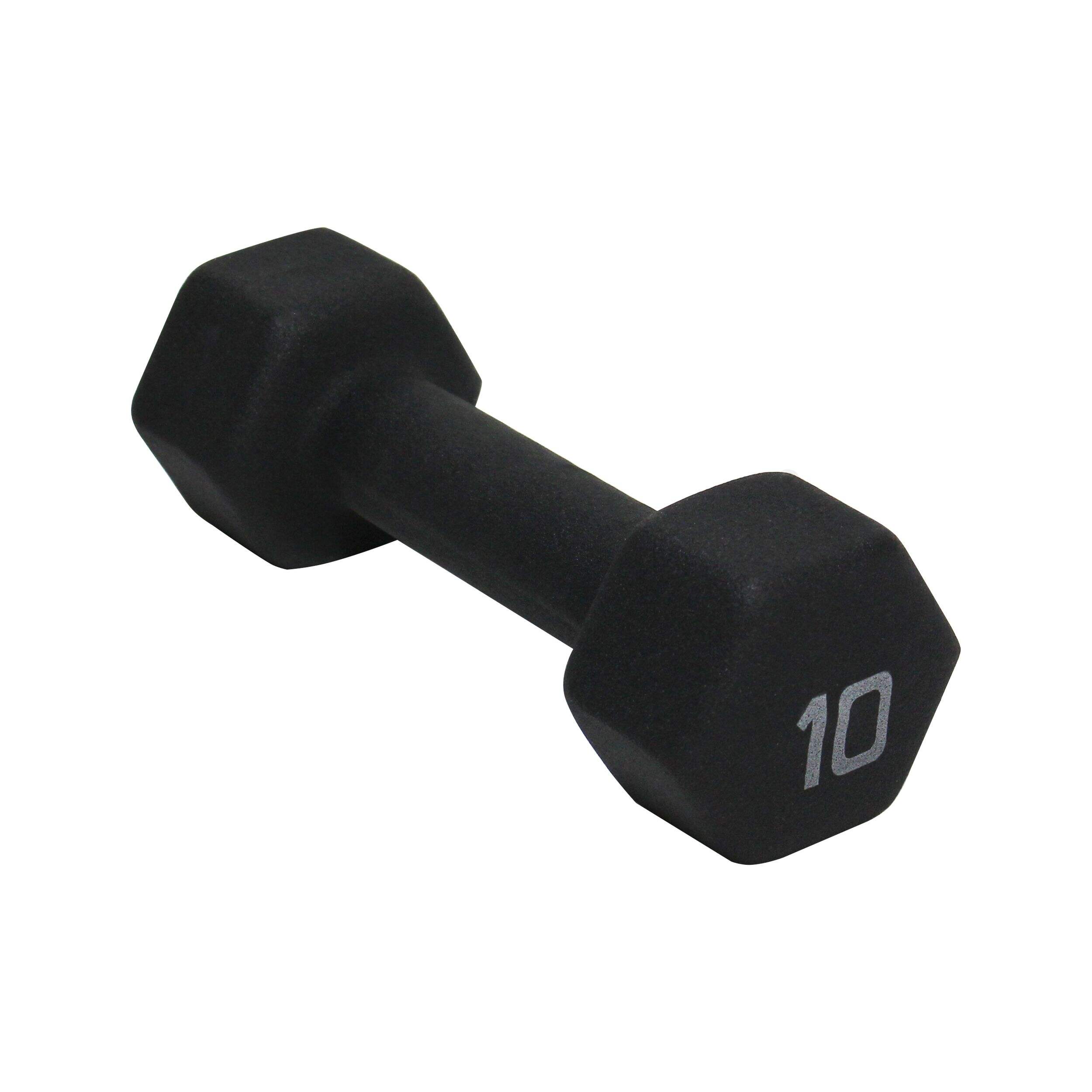 Cap Solid Neoprene Dumbbell, Single, 10-lb Front_Three_Fourths_Angled_Left