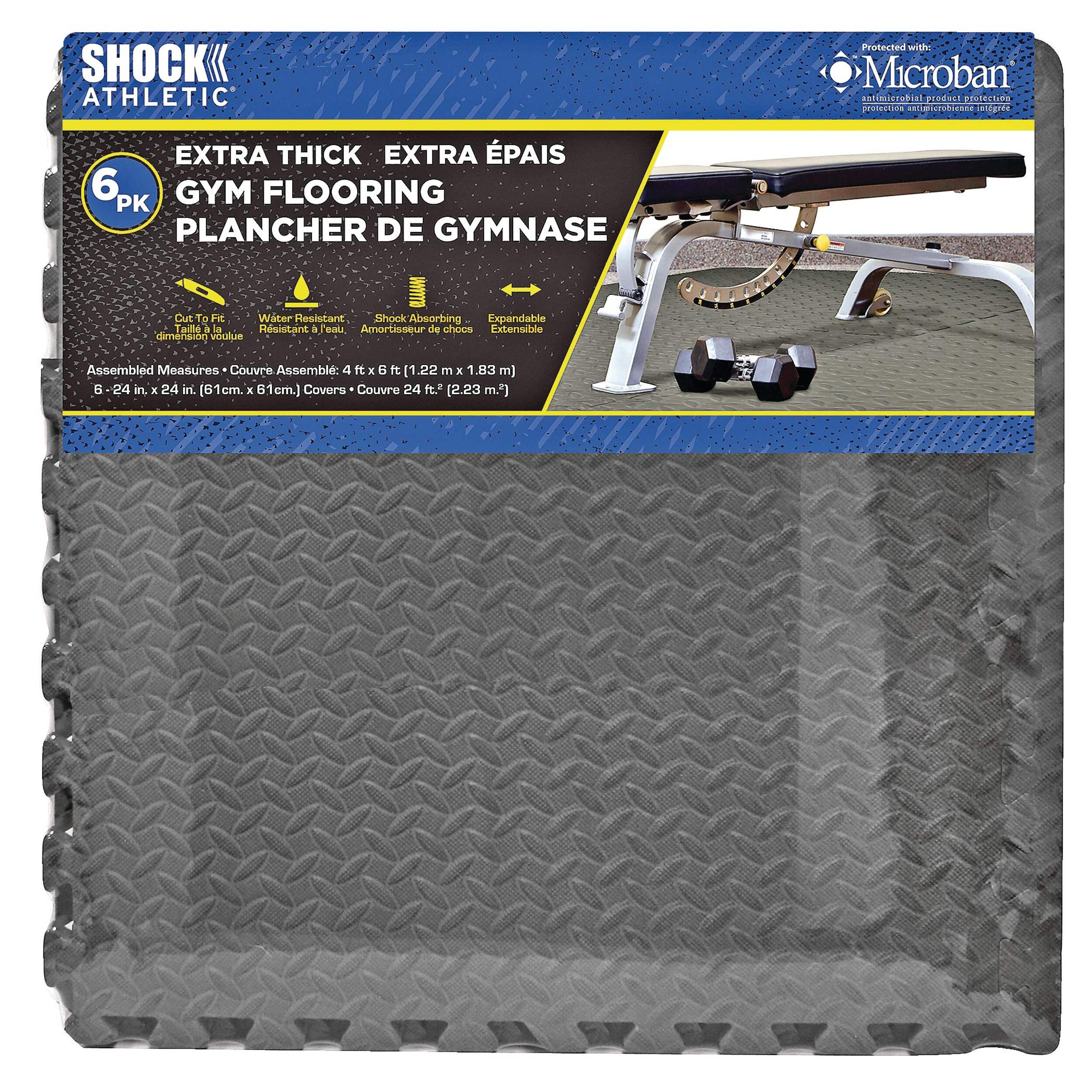 Shock Athletic Foam Flooring, 72-in, 6-pc Front_Flat