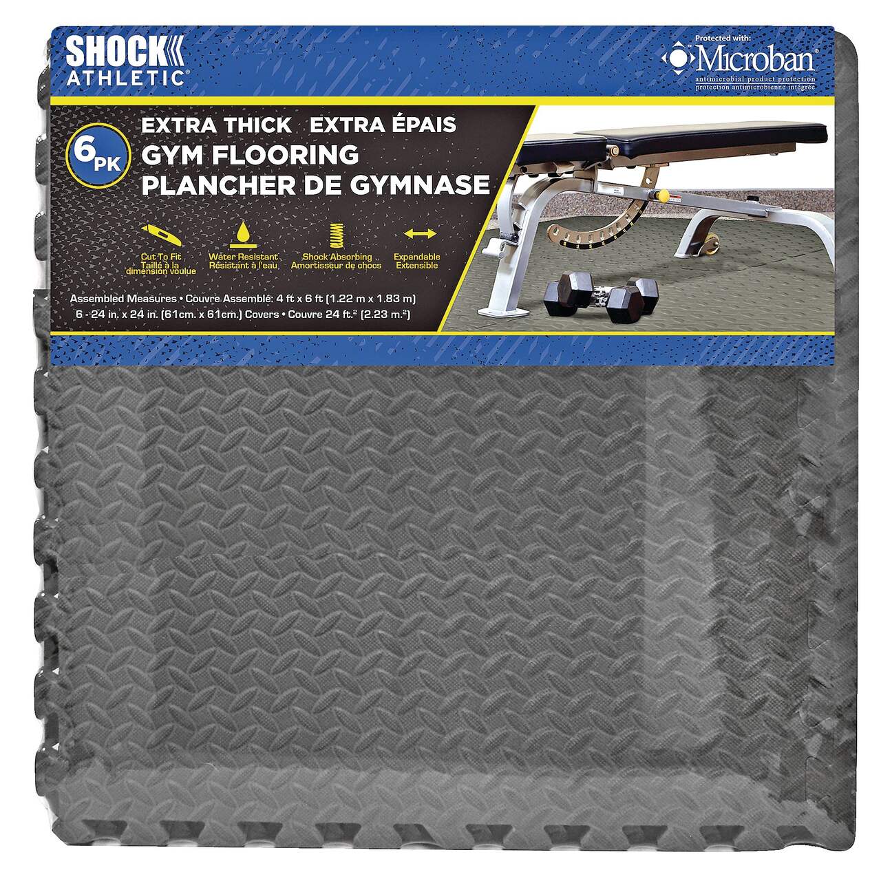 Shock Athletic Foam Flooring, 72-in, 6-pc