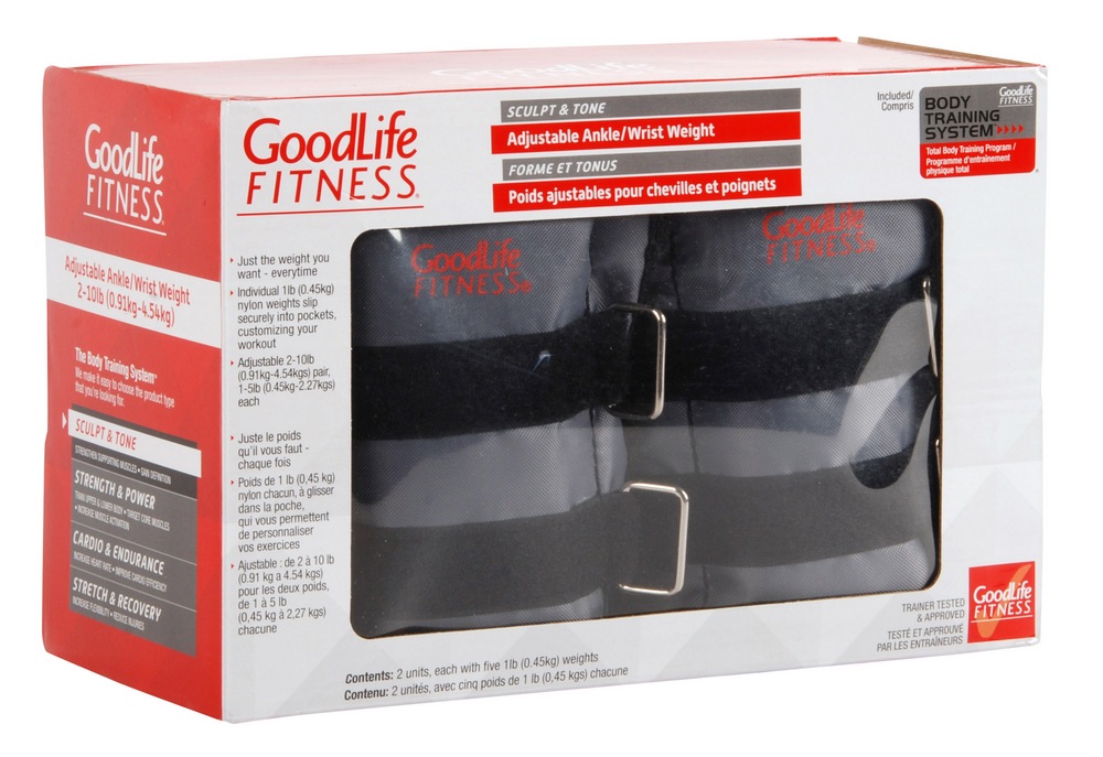 GoodLife Fitness Adjustable Nylon Weights, 10lb, 2pk Canadian Tire