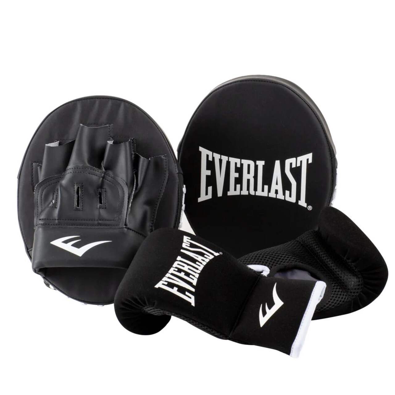 Gants de boxe et mitaine d'entraîneur d'entraînement Everlast Partner, noir