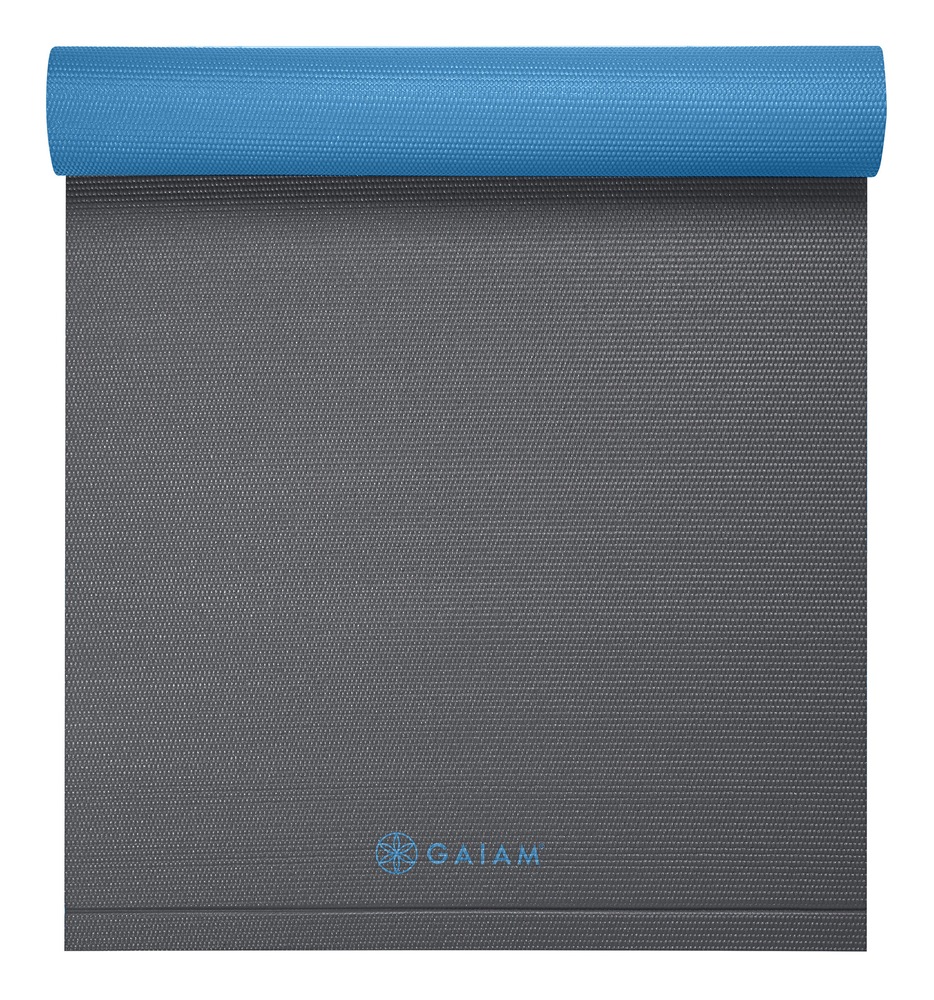 Gaiam EasyRoll Yoga Mat, Grey/Blue, 4mm Canadian Tire
