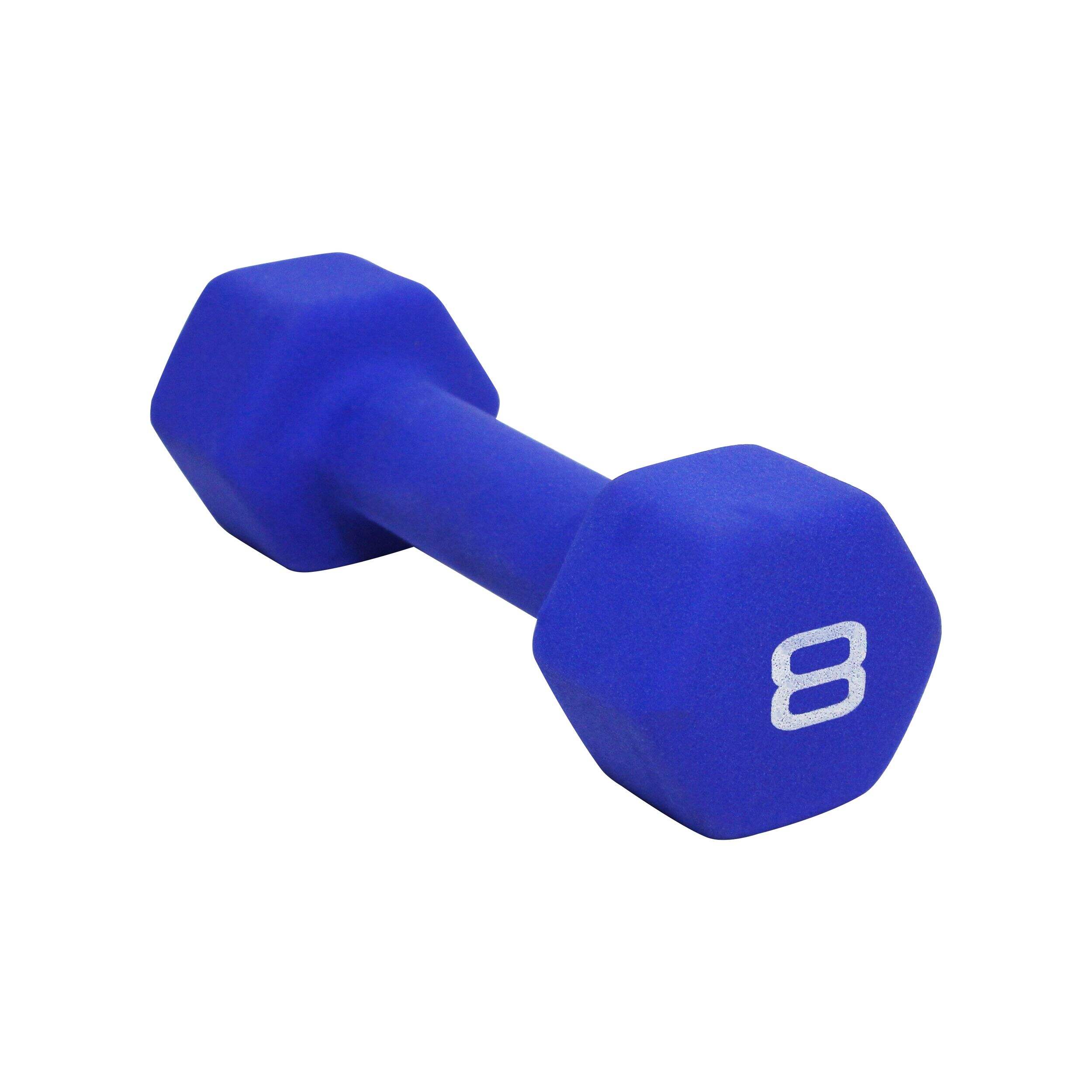 Cap Solid Neoprene Dumbbell, Single, 8-lb Front_Three_Fourths_Angled_Left