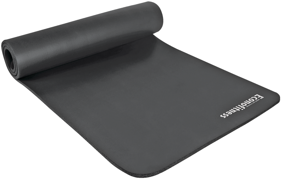 Econofitness Exercise Mat, Solid Black, 12-mm