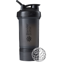 BlenderBottle ProStak Shaker Bottle with Protein Compartment, Black, 22-oz Side_Left