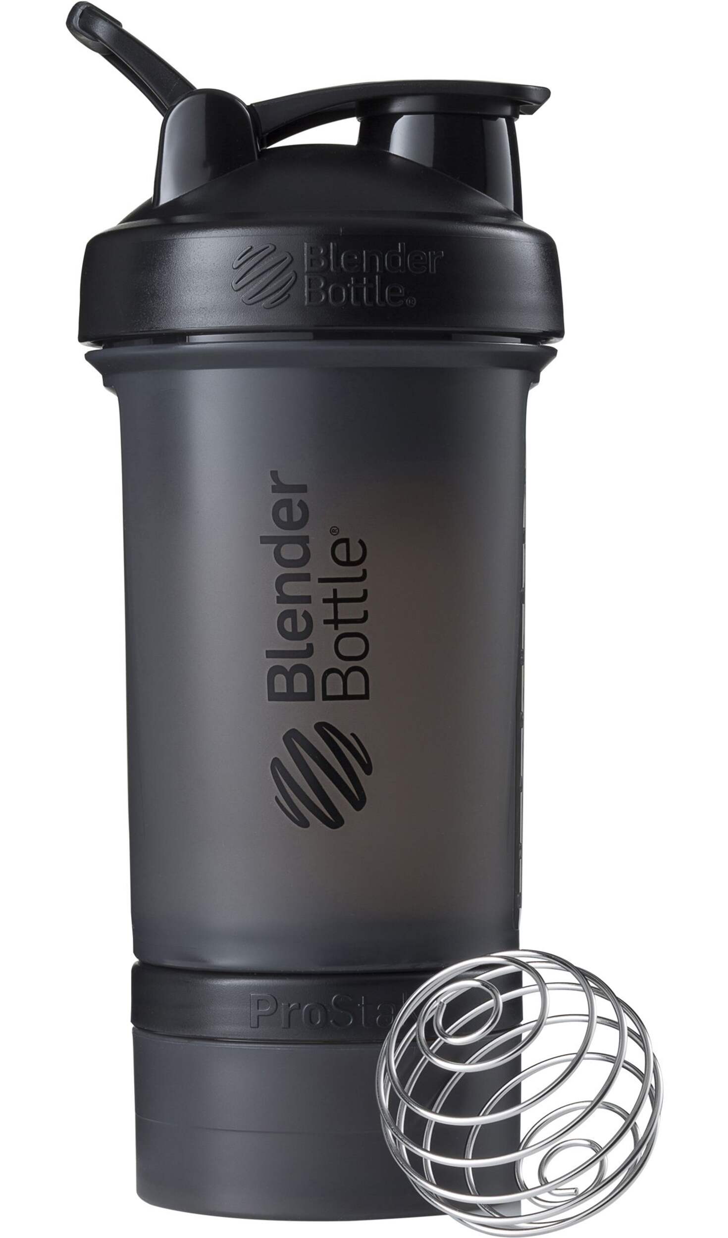 BlenderBottle ProStak Shaker Bottle with Protein Compartment, Black, 22-oz Side_Left