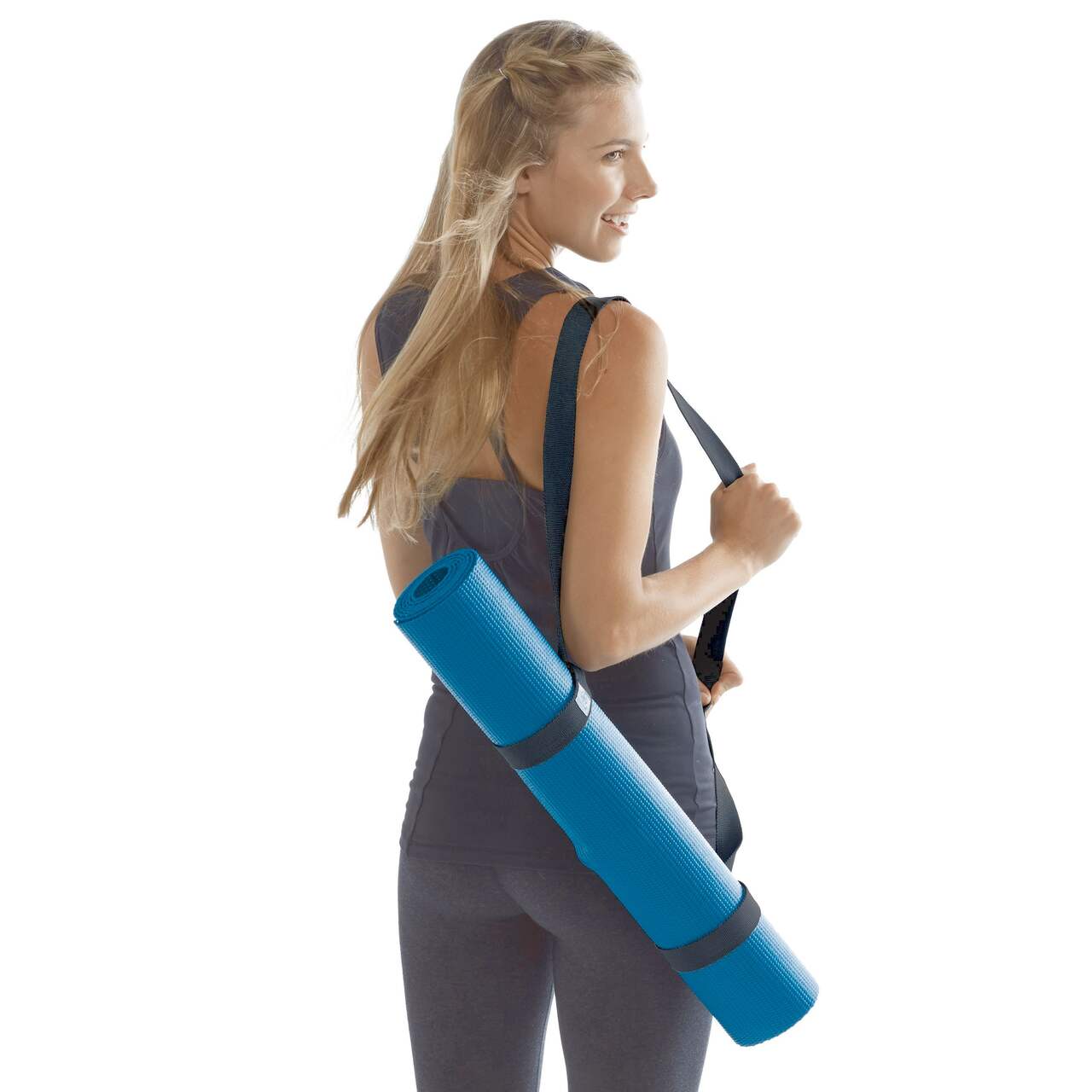Gaiam Yoga Mat Sling Easy Cinch Hands-Free Teal/Blue Brand NEW