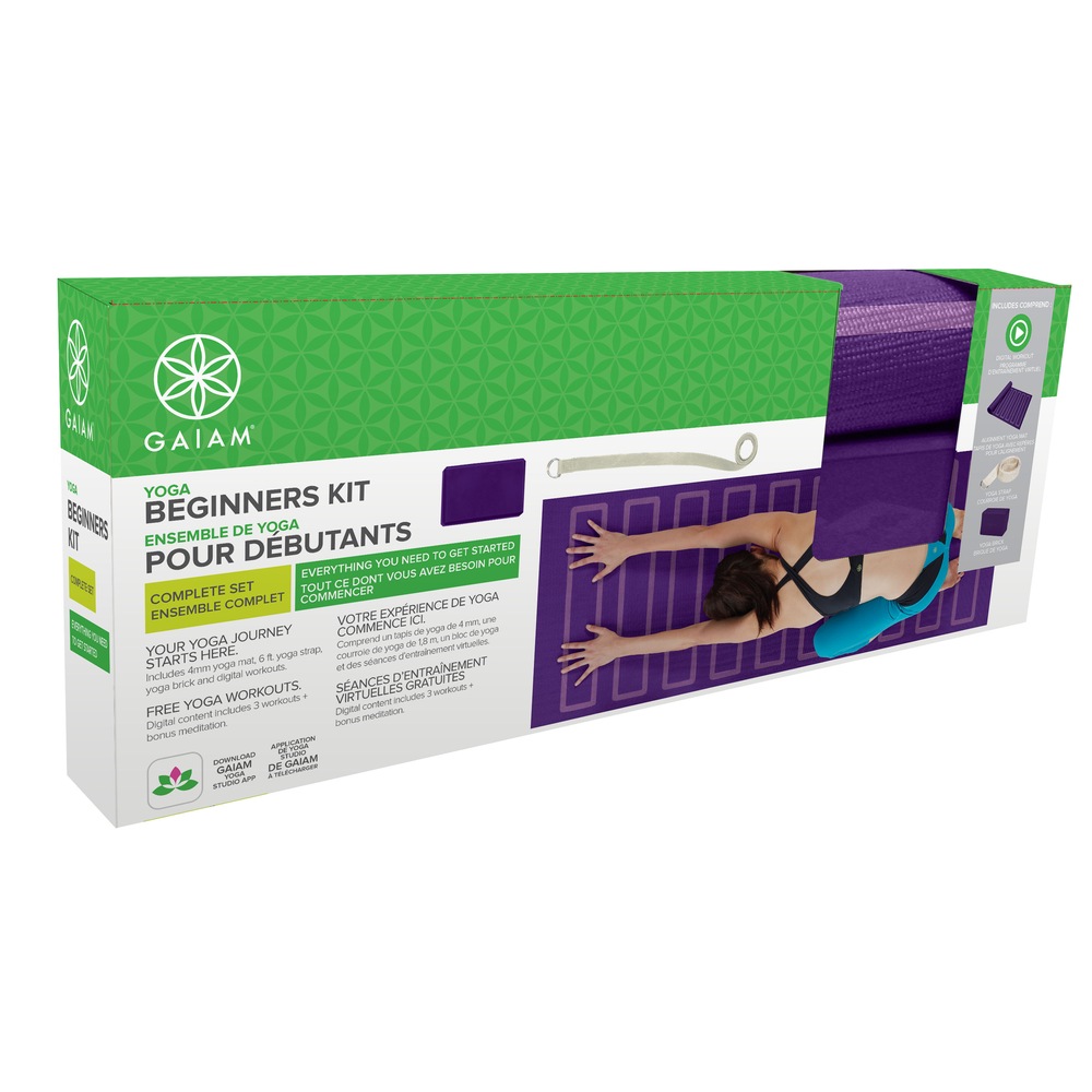 Gaiam Yoga Beginner Set, Purple, 3pc Canadian Tire