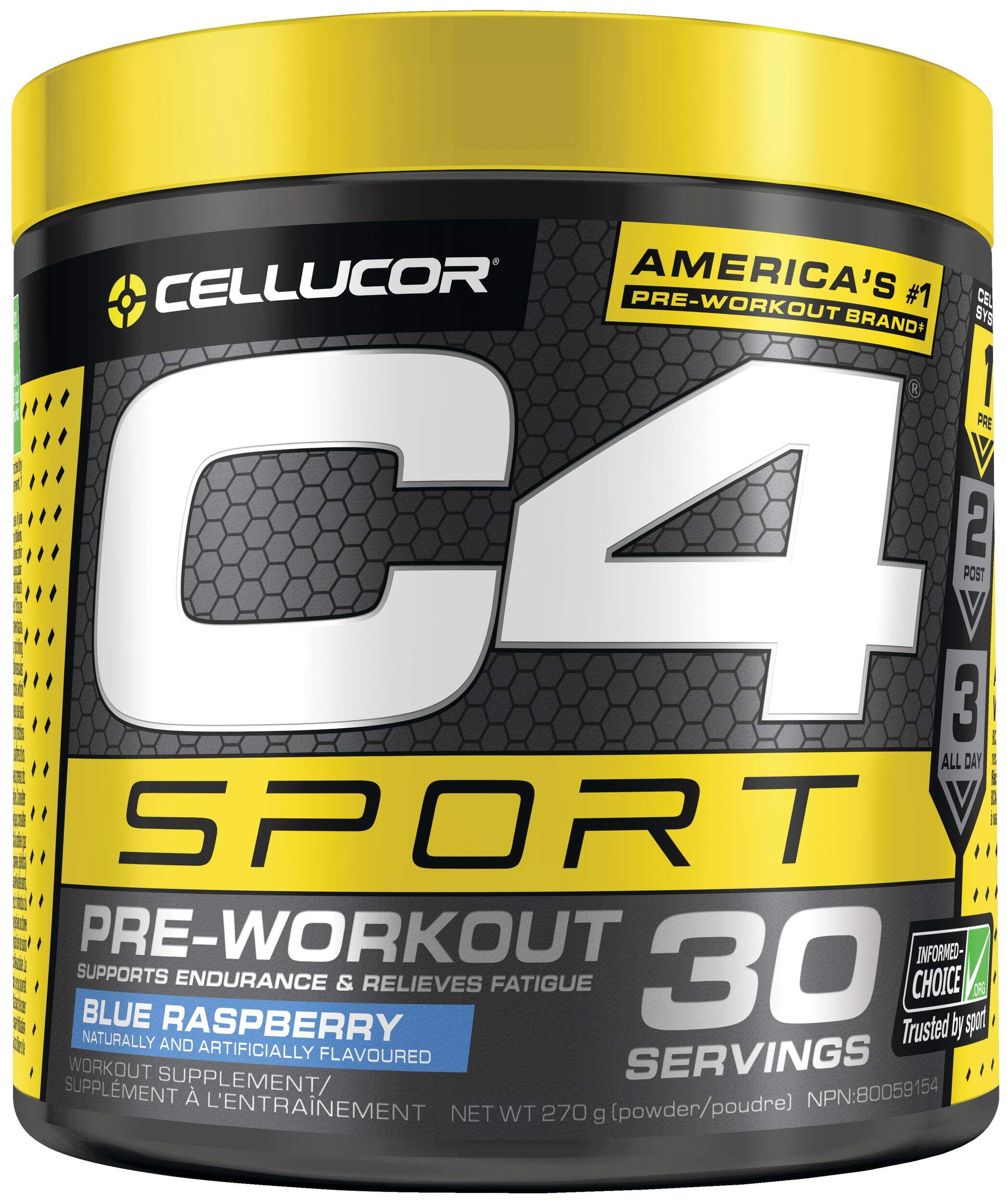 C4® Pre-Workout Powder, Blue Raspberry, 270-g, 30 Servings Front_Flat