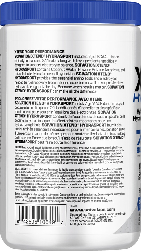 Xtend Hydrasport BCAA Powder, Blue Raspberry, 348g Canadian Tire