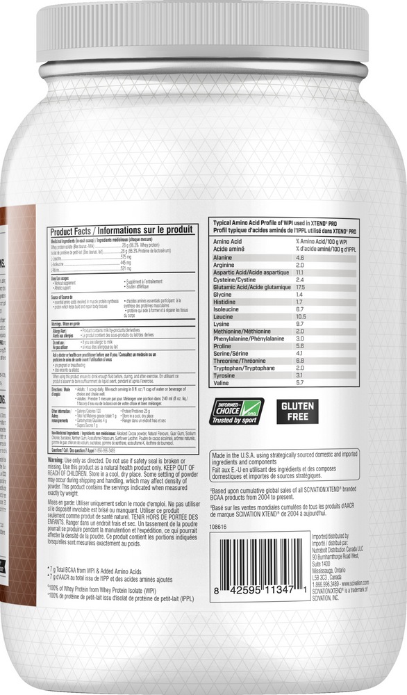Xtend Pro Whey Protein Powder Isolate with BCAAs, Chocolate Cake, 825g