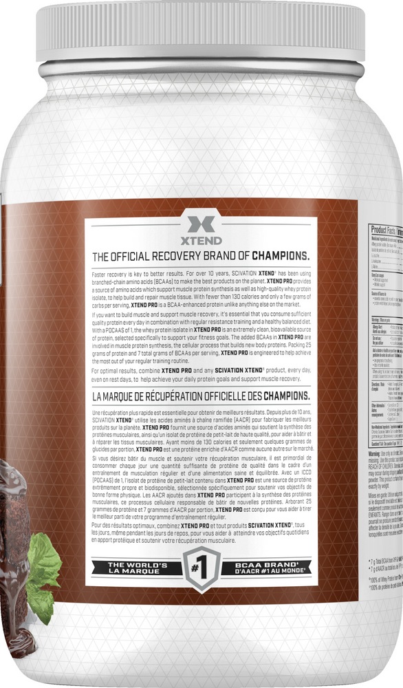 Xtend Pro Whey Protein Powder Isolate with BCAAs, Chocolate Cake, 825g