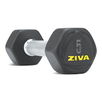 ZIVA Performance RPU Hexagon Dumbbell Weight, Single Front_Three_Fourths_Angled_Left