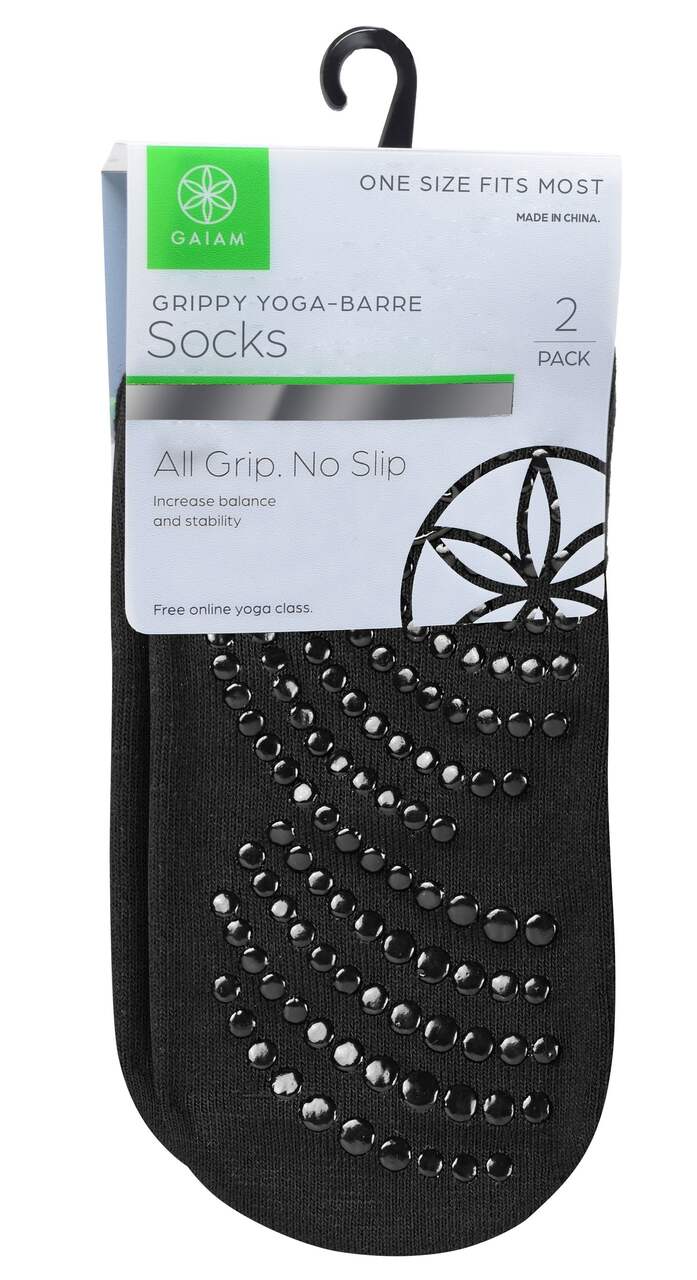Gaiam Toeless Grippy Yoga Socks, Grey/Black, Small/Medium