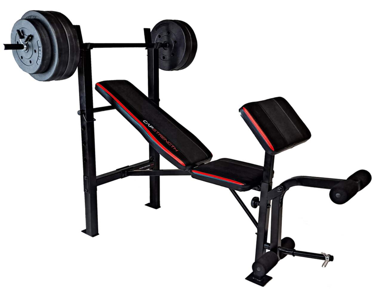 Cap Barbell Strength - Banc de musculation utilitaire réglable permettant  un entraînement complet avec un ensemble de poids de 100 lb
