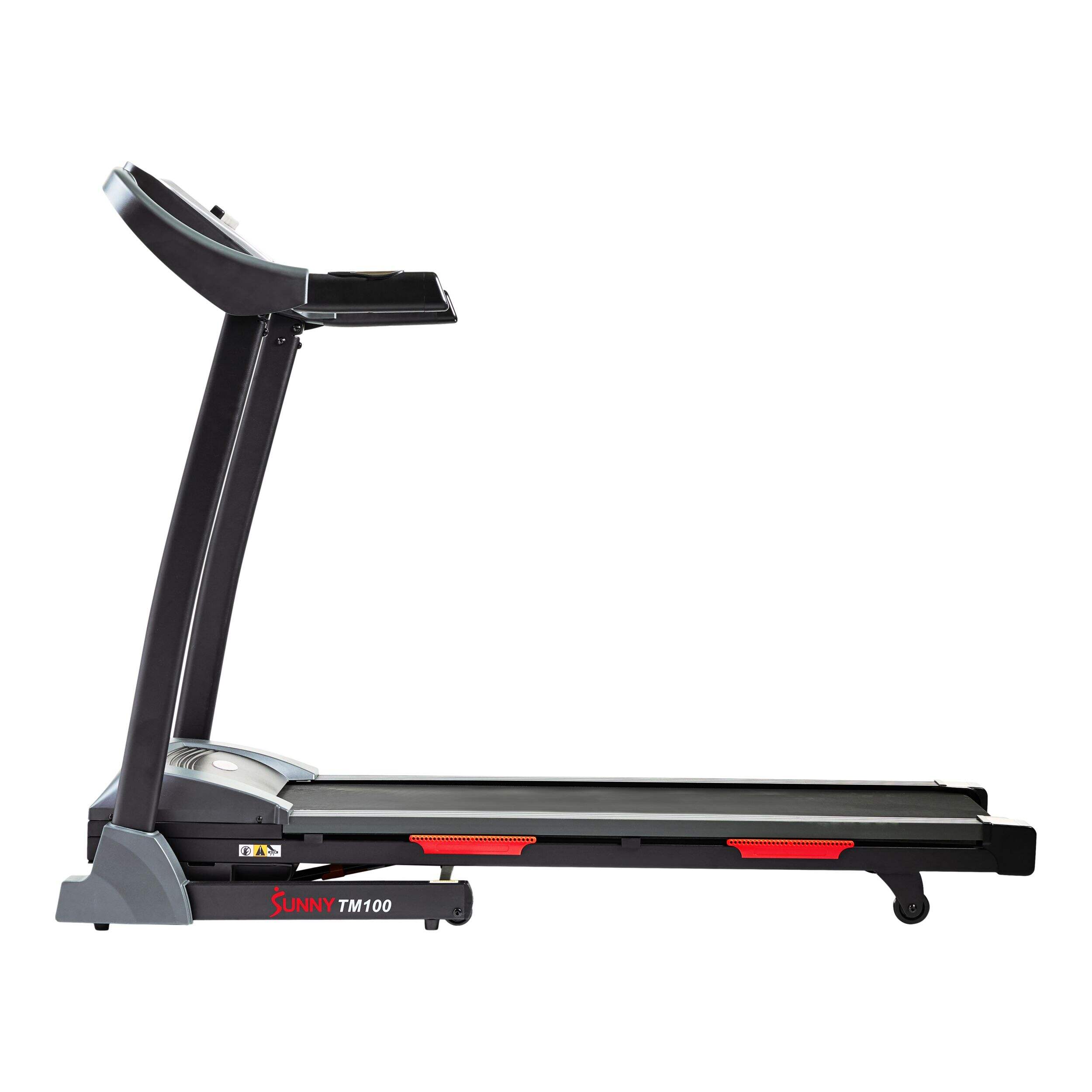 Sunny Health & Fitness TM100 Auto-Incline Folding Treadmill, Bluetooth Compatible Side_Left