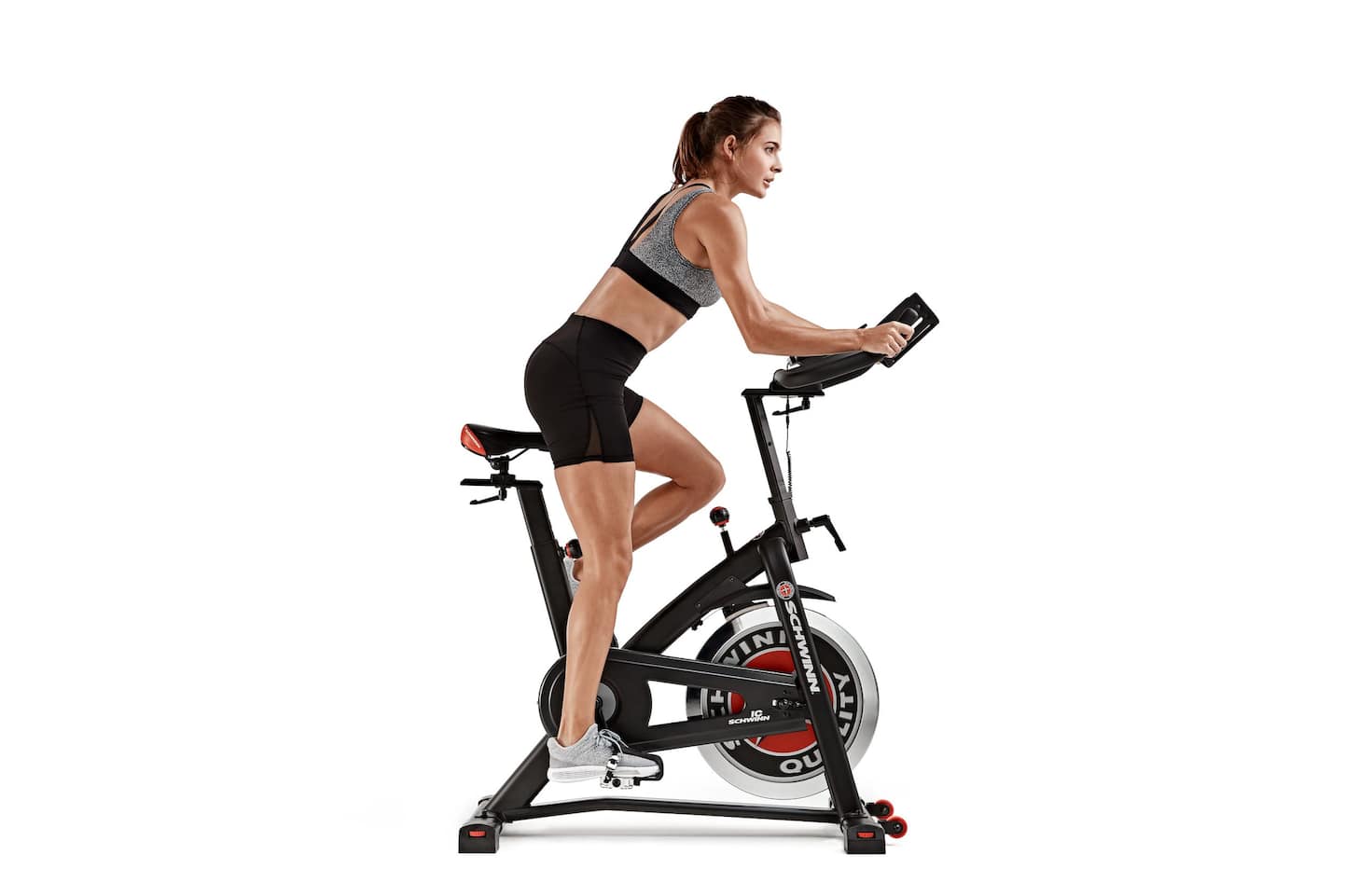 white indoor cycling bike