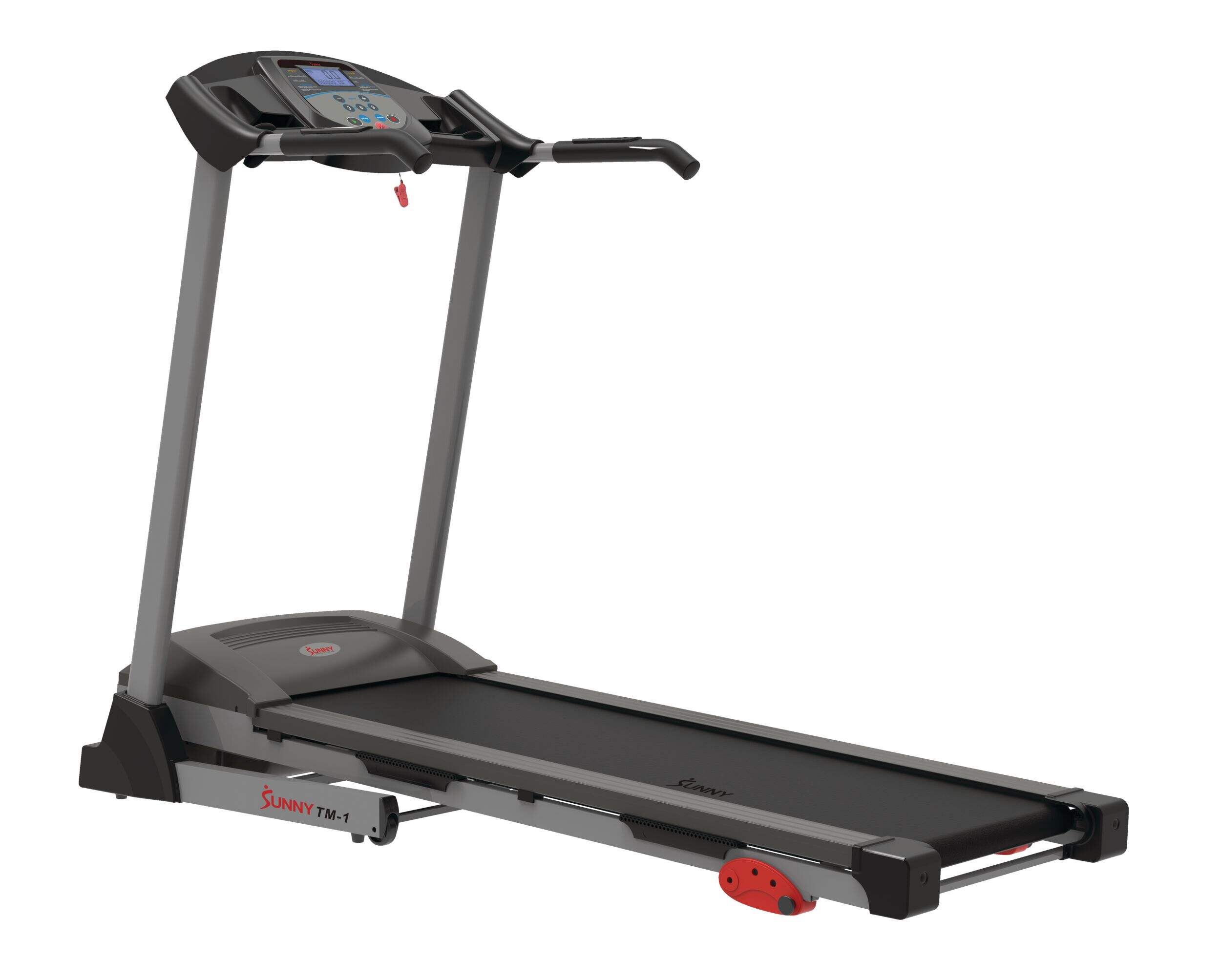 Sunny Health TM1 Folding Treadmill Front_Three_Fourths_Angled_Left