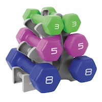 Cap Barbell Neoprene Dumbbell Weight Set with Rack, 32-lb Front_Three_Fourths_Angled_Right