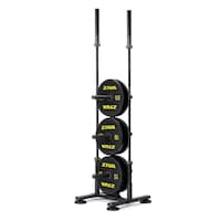 ZIVA Disc Storage Rack, 32 Plates & 2 Barbells, Black Front_Three_Fourths_Angled_Left